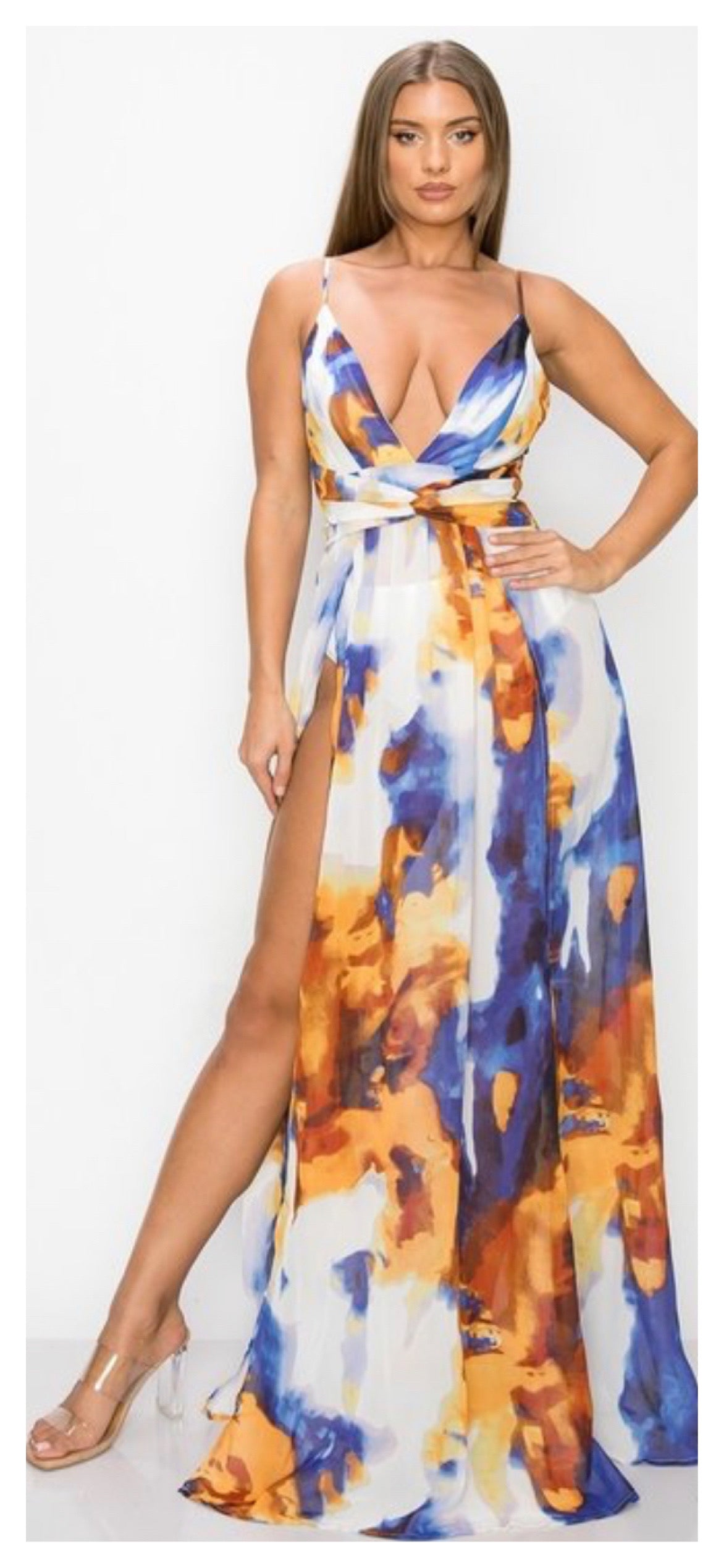 Sexy Island Blues Double Slit Dress