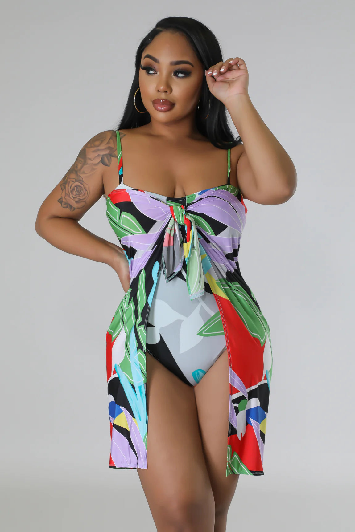 Venechia Print Strap Shoulder SwimSet