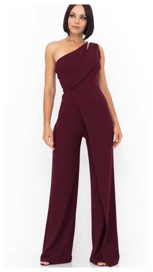 One Side Affair Strap Overlay Jumpsuit