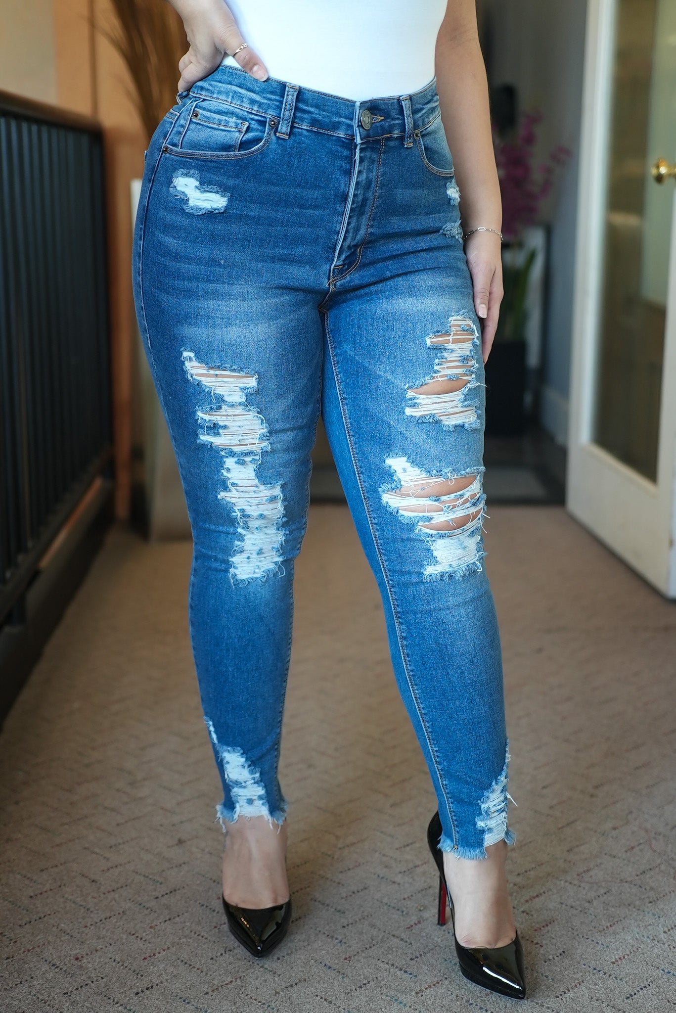 Colored best sale distressed jeans