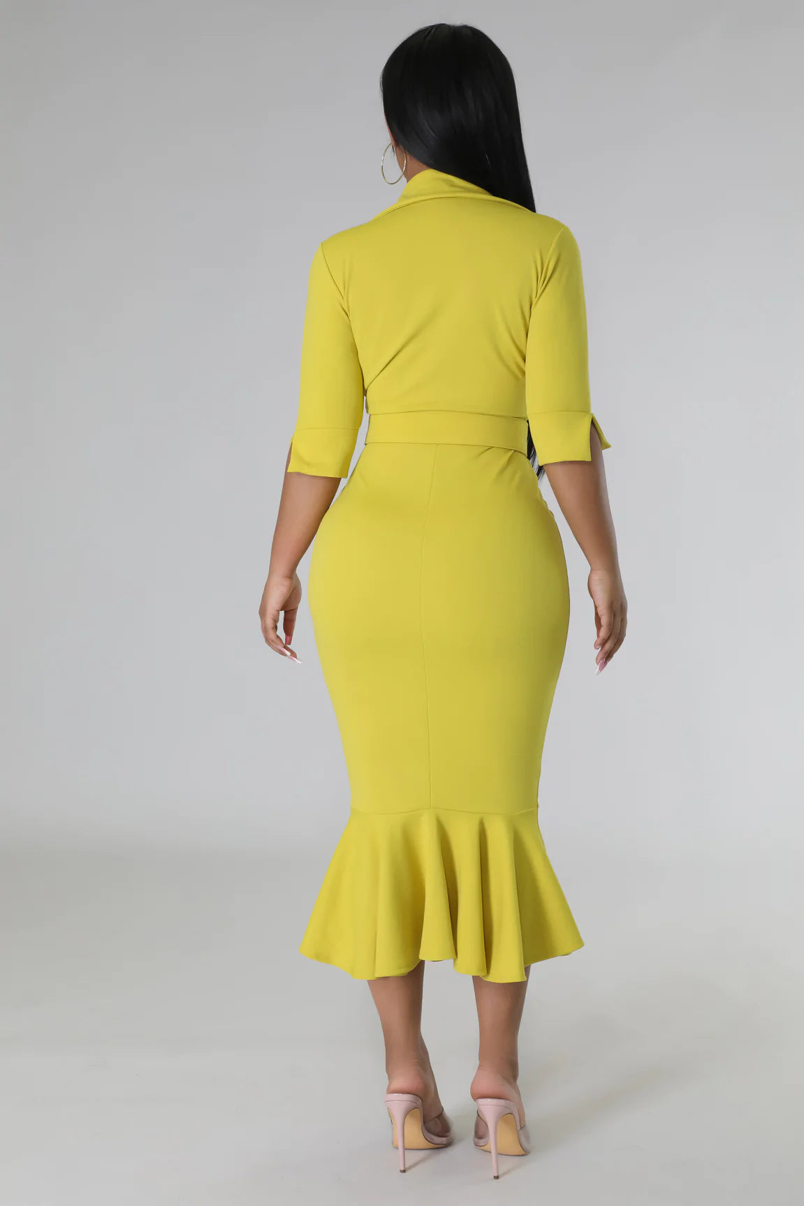 Parting Ways MIDI Dress ( Lime)
