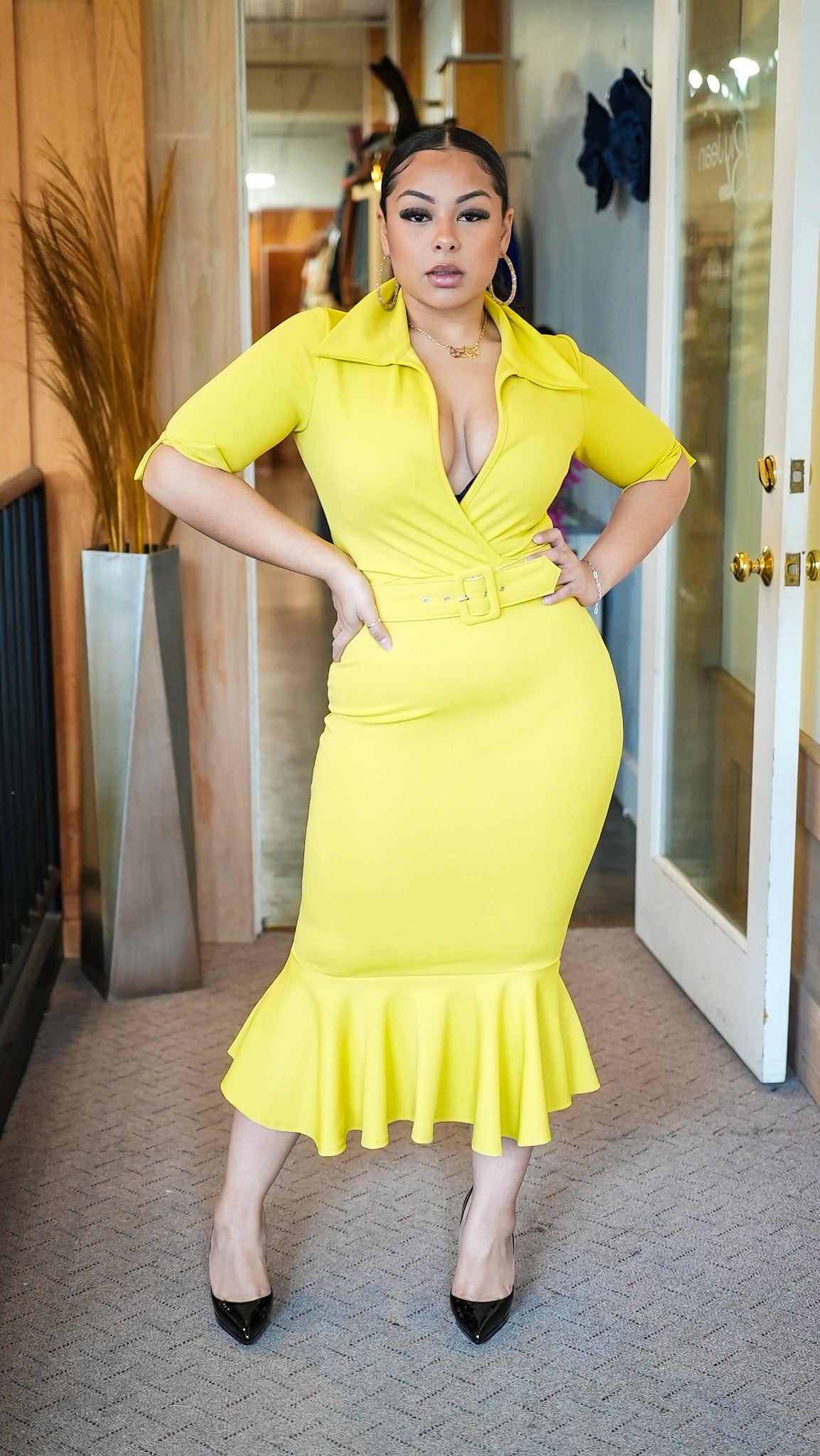 Parting Ways MIDI Dress ( Lime) Blu Jean Blues