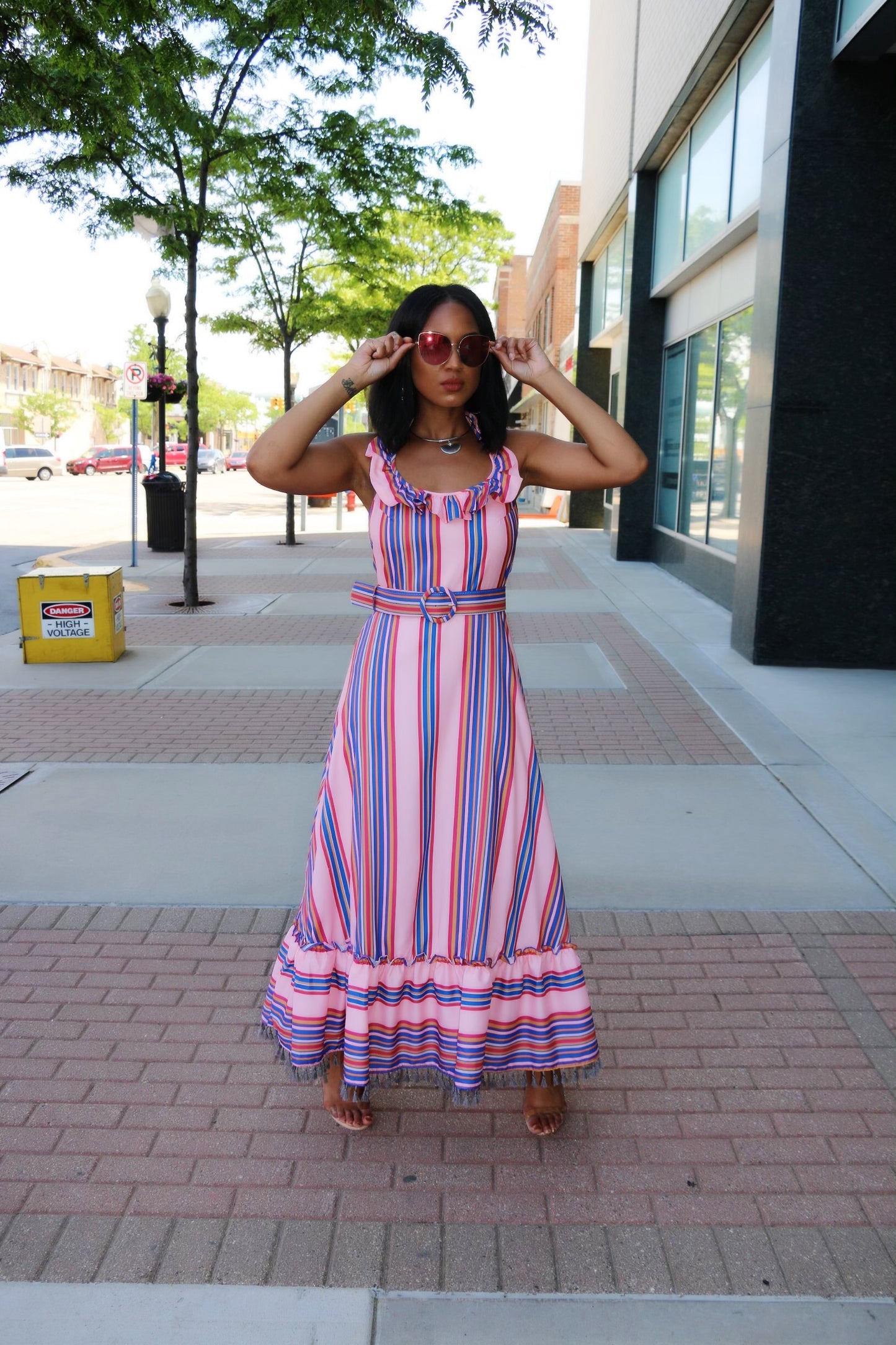 Angelina Backless Belted Maxi Dress