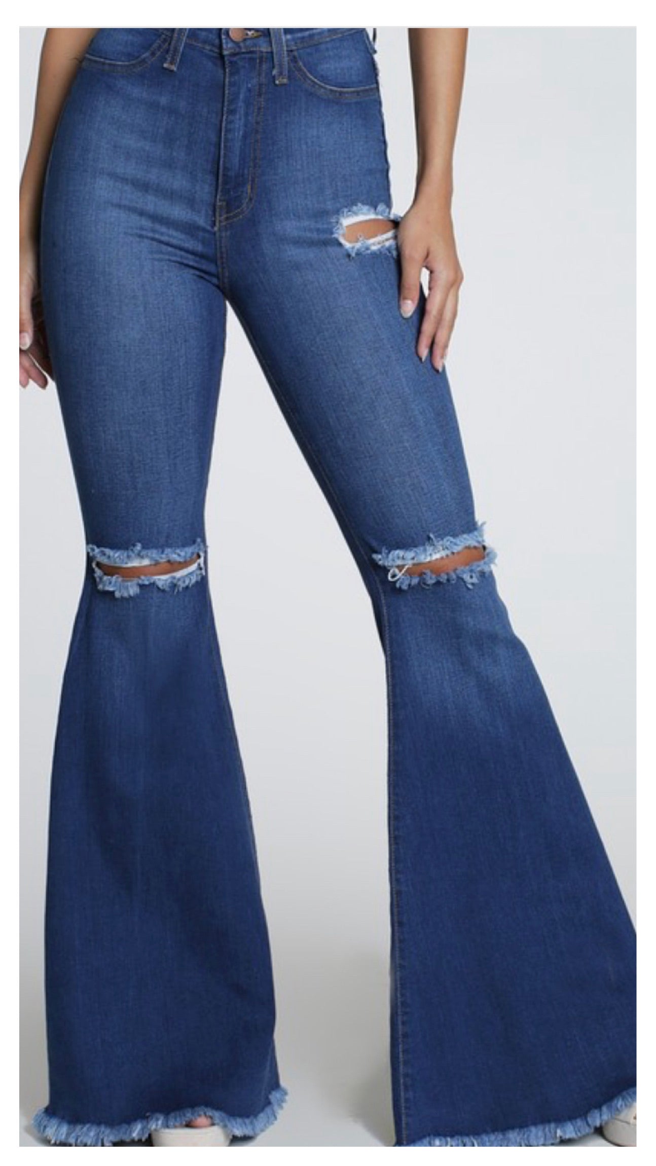 Distressed Out Wide Leg Jeans