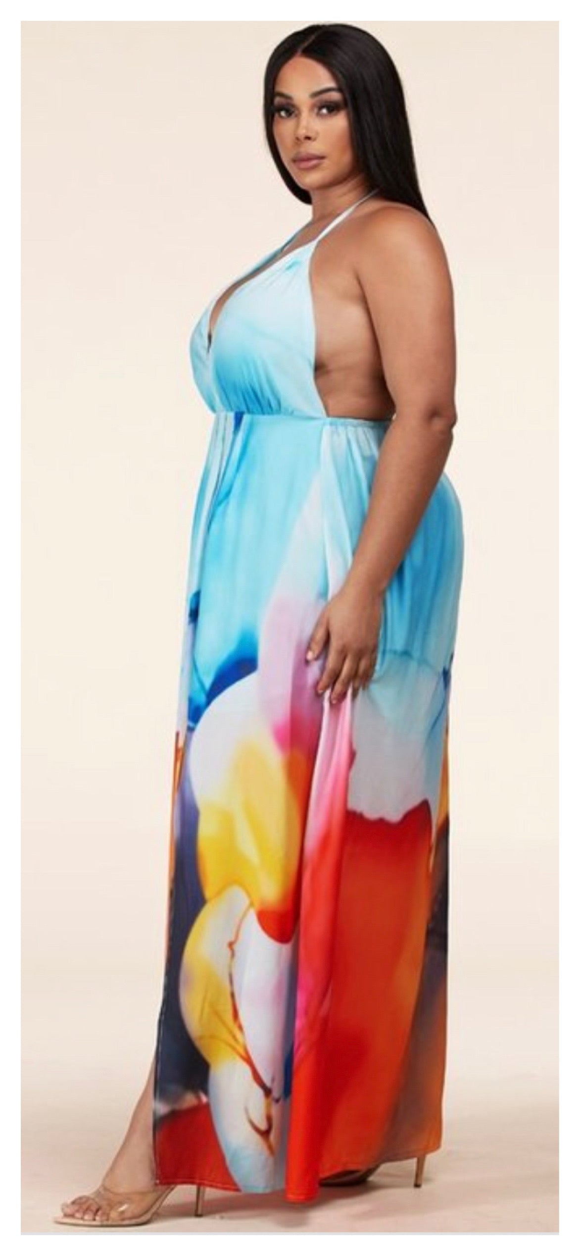 Pretty Watercolor Summer Maxi Dress