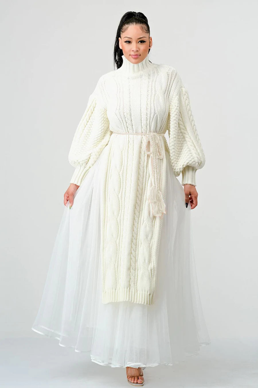 Princess Layla 2pc Sweater Tulle Set (Ivory)