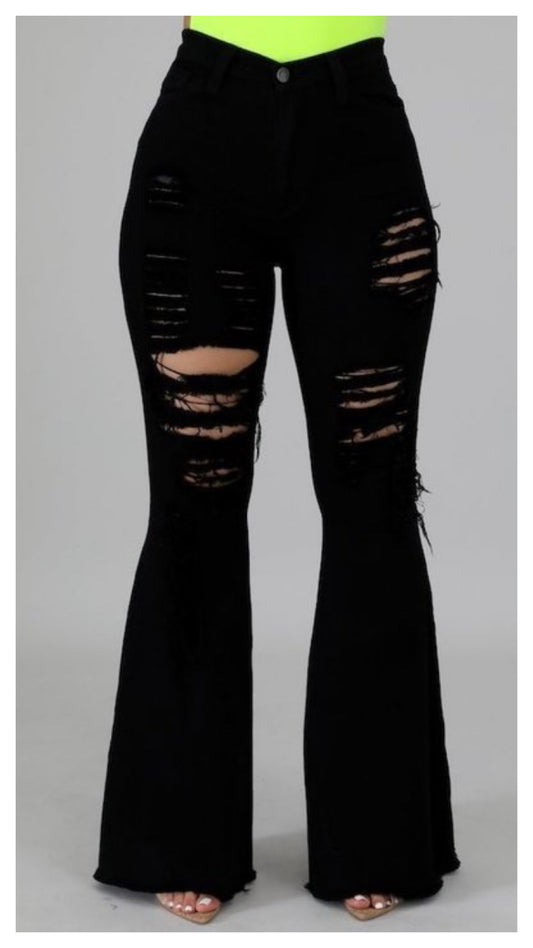 All Ripped & Frayed Wide Leg Jeans