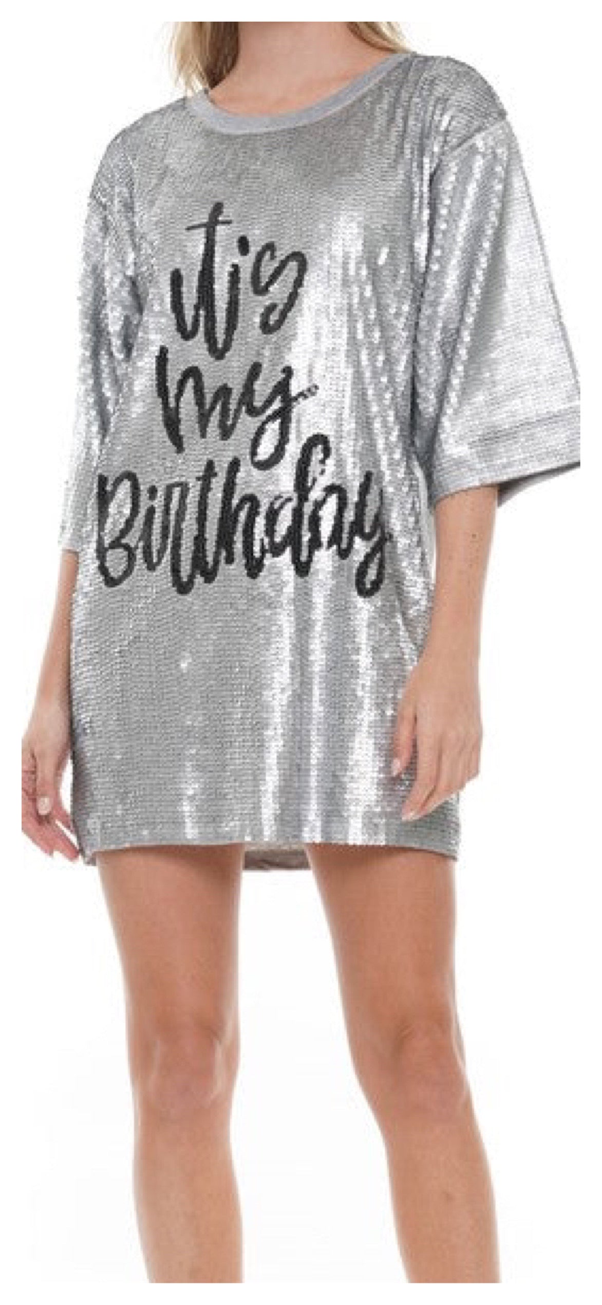 Sequin It's My Birthday T-Shirt Dress – Blu Jean Blues
